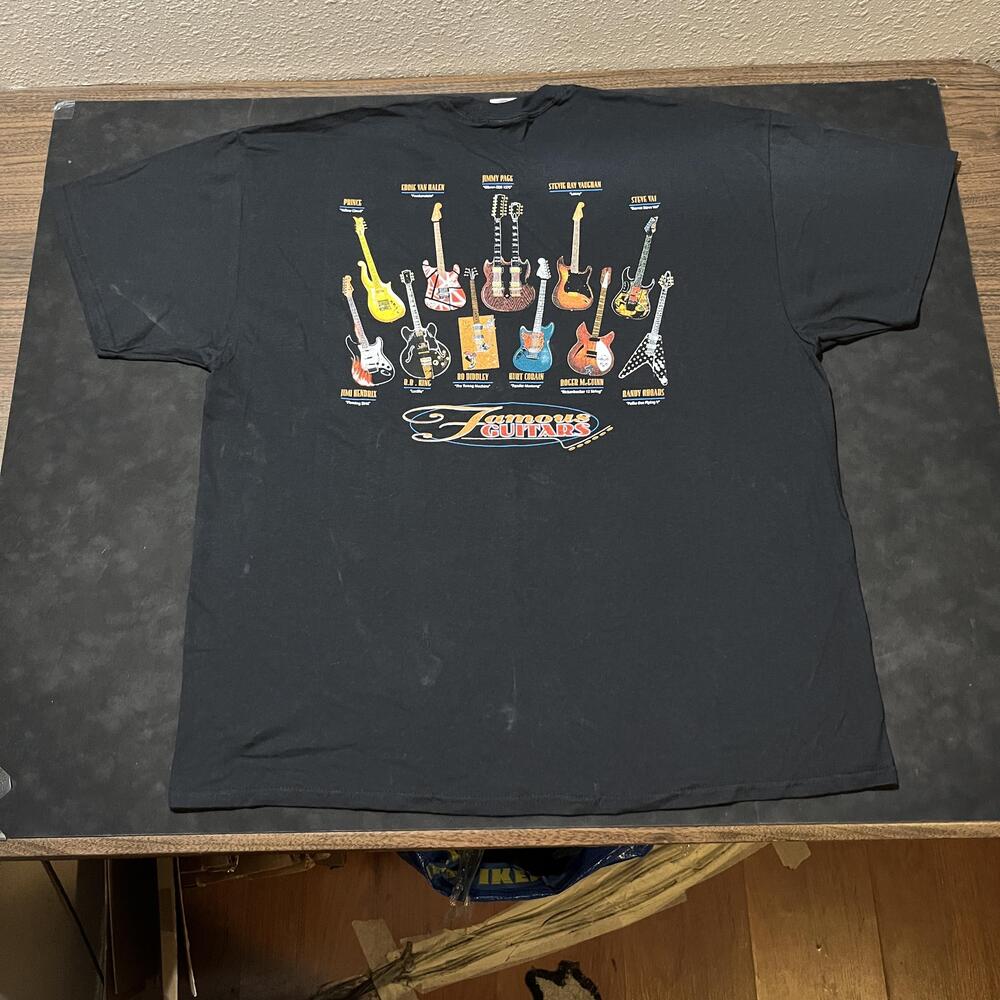 Kurt Cobain Fender Mustang Jimi Hendrix Vintage Famous Guitars Shirt Men 2XL 90s